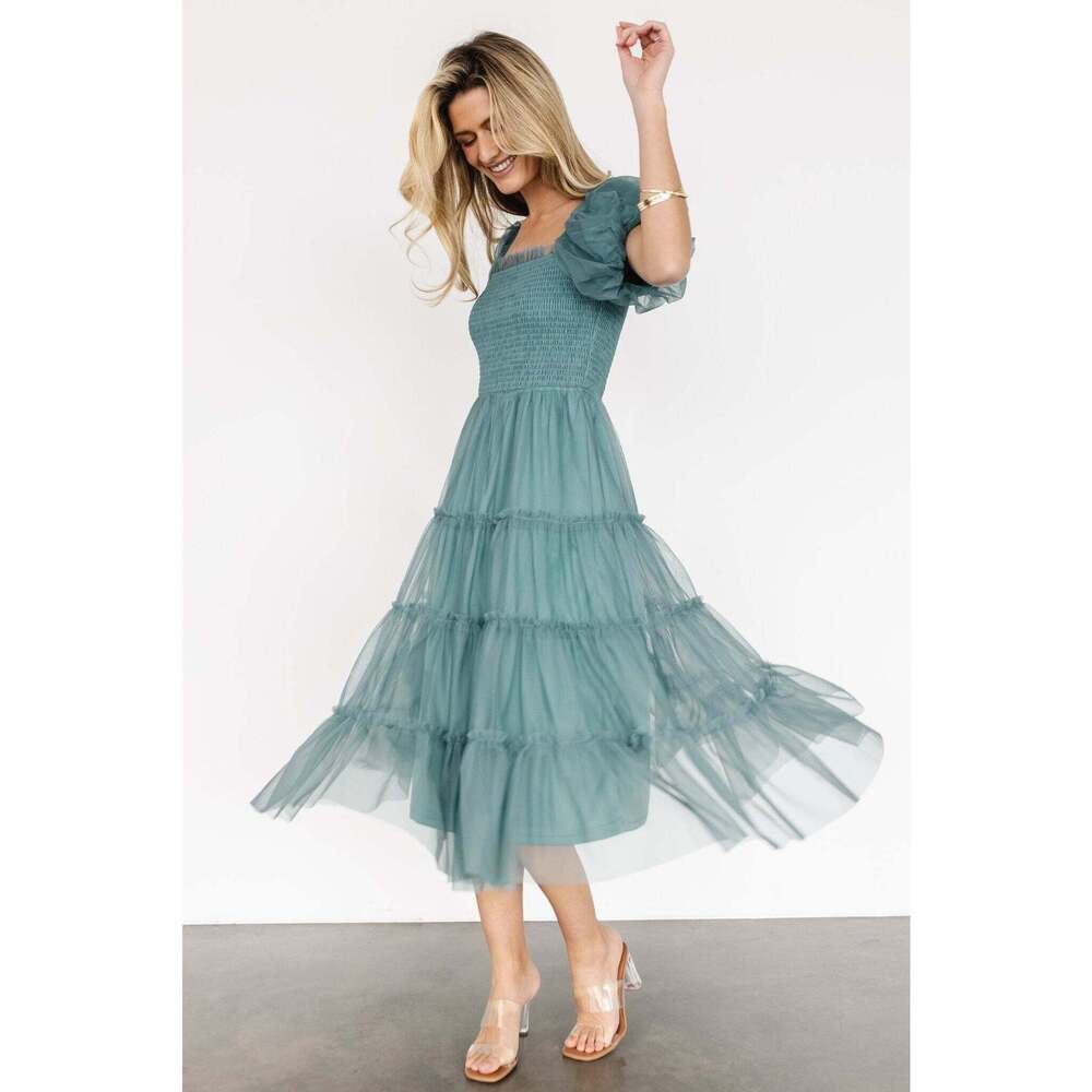 Baltic Born Liv Tulle Midi Dress | Eucalyptus Size L - Picture 4 of 5